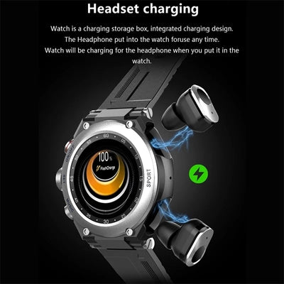 2 in 1 Smart Watch With Built In Bluetooth Earphones